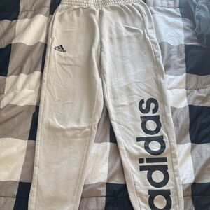 Adidas Kids Light Tan Joggers with Black Logo